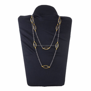 Collar con colgante de piedras preciosas de cuarzo ahumado Vintage de diseñador, ajuste de bisel de rodio negro plateado 925 para fiesta de compromiso - Product Image 1