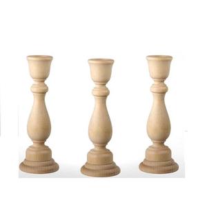 Ensemble de 3 bougeoirs en bois, décoration rustique pour la maison et le balcon, - Product Image 2