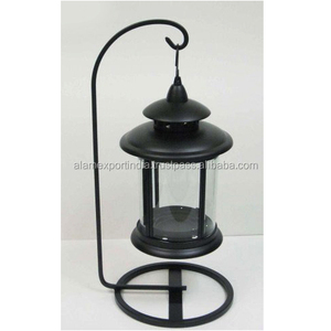 <b>Black</b> <b>Lantern</b> with Metal Stand - Product Image 1