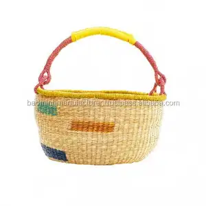 Vietnam seagrass bolga shopping market basket with handle