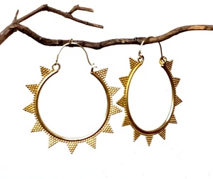 Pendientes de aro de latón tribal indio para mujeres y niñas, joyería de estilo bohemio para fiesta, boda, compromiso o regalo - Product Image 1