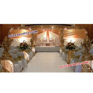 Mandap de Boda Vintage Dorado, Mandap de Cristal Jali para Venta, Último Modelo de Mandap de Fibra de Cristal, Fabricante en EE. UU. - Product Image 1