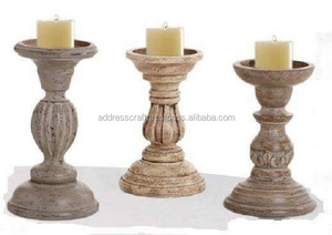 Bougeoir en bois rond coloré simple décoratif de luxe bougeoir en bois nordique personnalisé en gros pots de bougie rose noël - Product Image 4
