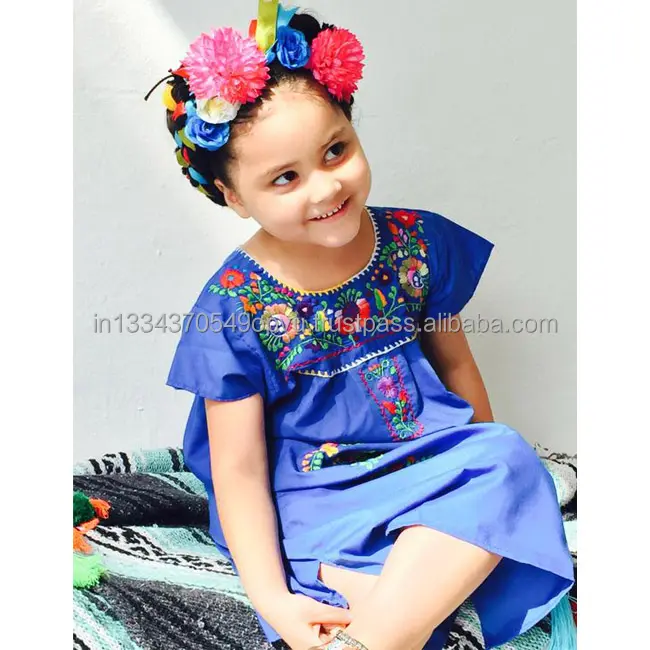 Gaun Putri Kecil Bayi Perempuan Model Bohemian Desain Mode Baru Gaun Amerika Diskon Besar-besaran Tunik Pinggang Kerajaan Bordir