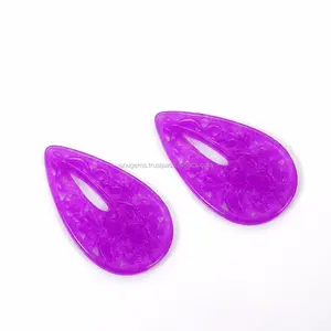 1 Pair Chinese Purple Jade Carving 41x24mm Pear 35.35 cts Loose Gemstone for Earrings