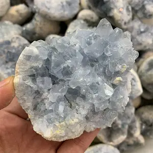 Groothandel natuurlijke rock celestite geodes crystal cluster decor ruwe celestite geode