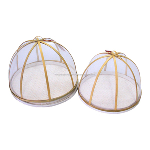 Panier à fruits en bambou avec couvercle en filet, vente en gros - Product Image 2