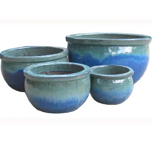 Vietnamita artesanal de vidro ao ar livre de alta qualidade de cerâmica de barro vaso de flores plantador de cerâmica