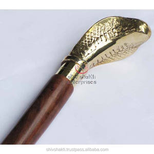 เดินเรือทองเหลืองหัวงูไม้เดินเดินเดินป่าตั้งแคมป์designerสะสมไม้เท้าสําหรับผู้ชายและผู้หญิง - Product Image 1