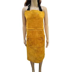 Delantal de soldadura de cuero de alta resistencia con bolsillos Ropa industrial resistente al fuego de piel de vaca dividida para soldadores - Product Image 1