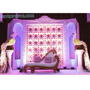 กรอบด้านหลังสีขาวทันสมัยการตกแต่งที่โดดเด่นในเวทีงานแต่งงานในเอเชียกรอบด้านหลังที่สวยงาม - Product Image 1