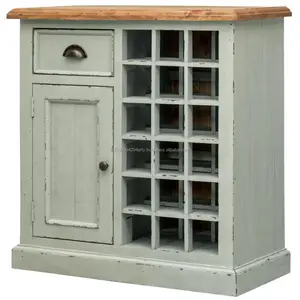 Rustieke Houten Eetkamer Meubels Buffet 1 Lade 1 Deur Wijnrek Dressoir Mango Hout Fles Opbergkast