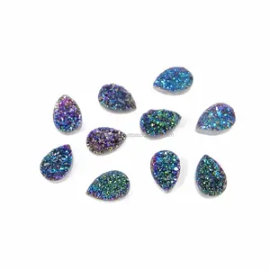 Coated Druzy bio color calibrated 9x6mm pear 1.48 Cts loose gemstone for jewelry Making