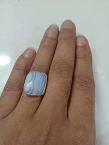 Bleu dentelle agate bague ovale ronde poire carré fantaisie rectangle pierre précieuse naturelle cabochon en argent sterling 925 - Product Image 4