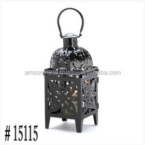 Lanterne décorative en métal et fer, lanterne à bougie suspendue perforée de beau style, bougeoir d'extérieur - Product Image 3