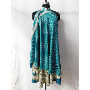 Sari en soie vintage à fleurs, grande taille, été, vêtements pour femmes, jupe longue à enrouler, deux couches, réversible, robes bohèmes à la taille - Product Image 4