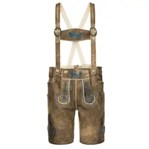 Pantalon en cuir de chèvre Winklbauer Heinz, pantalon en cuir de costume, cuissardes marron (Kniebund Lederhosen) - Product Image 1