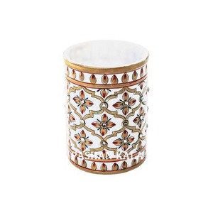 Indian Supplier Exclusive White Marble <b>Gold</b> Painted <b>Pen</b> Holder - Product Image 1