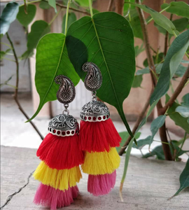 Bohemia <b>Tassel</b> Silk Cotton Thread <b>Earrings</b> - Product Image 4
