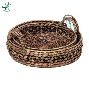 Lot de 3 bacs de rangement décoratifs en jacinthe d'eau tissés à la main marron - Product Image 2