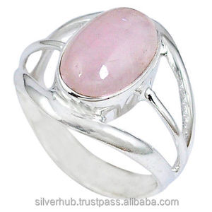 ธรรมชาติรูปไข่สีชมพู Kunzite แหวนผู้หญิงและเด็กผู้หญิง 925 เงินสเตอร์ลิงเครื่องประดับทําด้วยมือขายส่งแหวนเงินดี - Product Image 1