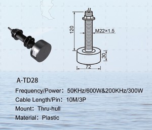 Détecteur de poissons et transducteur sonar écho-sondeur transducteur à ultrasons en plastique 600W