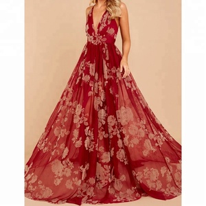 เดรสยาวลายดอกไม้สไตล์โบฮีเมียนสำหรับงานปาร์ตี้  ลายพิมพ์ดิจิทัลใหม่ สายเดี่ยว  ชุดลำลองฤดูร้อน - Product Image 1