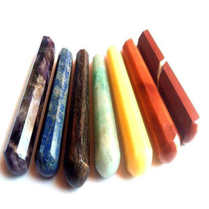Seven Chakra Gemstone Smooth Massage <b>wand</b> Wholesale <b>Crystal</b> Healing Product From India - Product Image 1