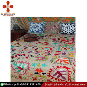 Couverture en coton brodée à la main, 1 pièce, tissu indien traditionnel suzuki uzuk - Product Image 3