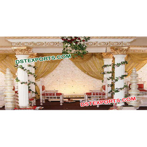Juego de Mandap romano totalmente de fibra para bodas Decoración de Mandap de cuatro pilares - Product Image 1