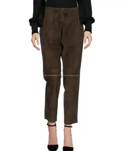 Ucuz toplu fabrika kadın streç hakiki koyun derisi deri sıkı pantolon, yeni en çok satan özel deri pantolon
