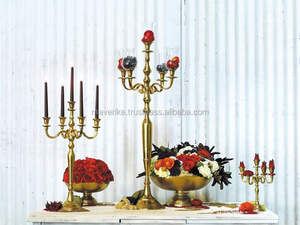 Wedding Decoration Metal Golden Plated Five Arms <b>Candelabra</b> for Event Party Festivals Decoration Floor <b>Candelabra</b> - Product Image 3
