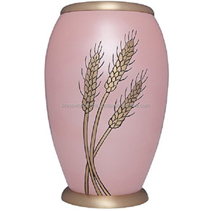Aria Wheat American Style Metal Urn Suministros funerarios de cremación de latón para adultos Hecho en India por Brassworld - Product Image 1