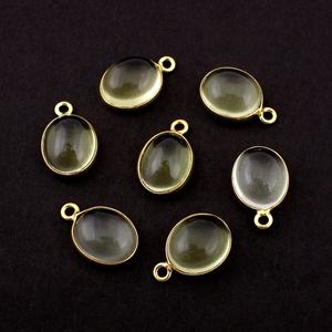 Connecteur de chaîne plaqué or avec pierre de quartz citron lisse, coupe ovale, composants de bijoux faits à la main pour pendentif DIY - Product Image 1
