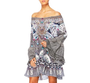 Vestido de poliéster con hombros descubiertos para mujer, verano 2019 - Product Image 1