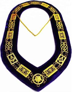 Collier maçonnique or lien bleu support maître maçon chaîne - Product Image 1