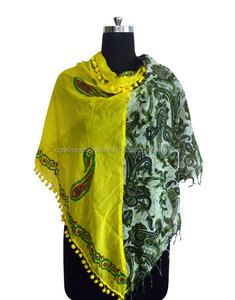 Creative Design Studio Belle Multicolore Sur Mesure Soie Paisley Feuille Motif Tussle Longueur Moyenne D'été Couvre-chef Pour Femmes - Product Image 1