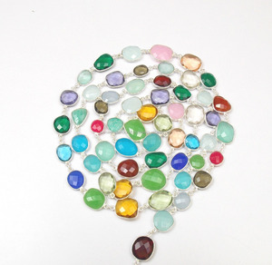 อัญมณีห่วงโซ่เชื่อมต่อห่วงโซ่ชุบเงินทองเครื่องประดับหินหลายแฟชั่น Sameer Art ทั้งหมด Sameer Art & Craft ทำด้วยมือเหลี่ยมเพชรพลอย - Product Image 5