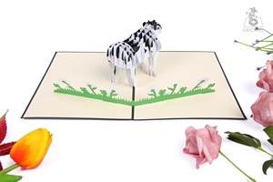 Tarjeta Pop-up Kiricard 3D de Papel con Diseño de Vaca Lechera Vietnamita, Impresión Offset, Objeto de Colección Artístico para Festividades - Product Image 5