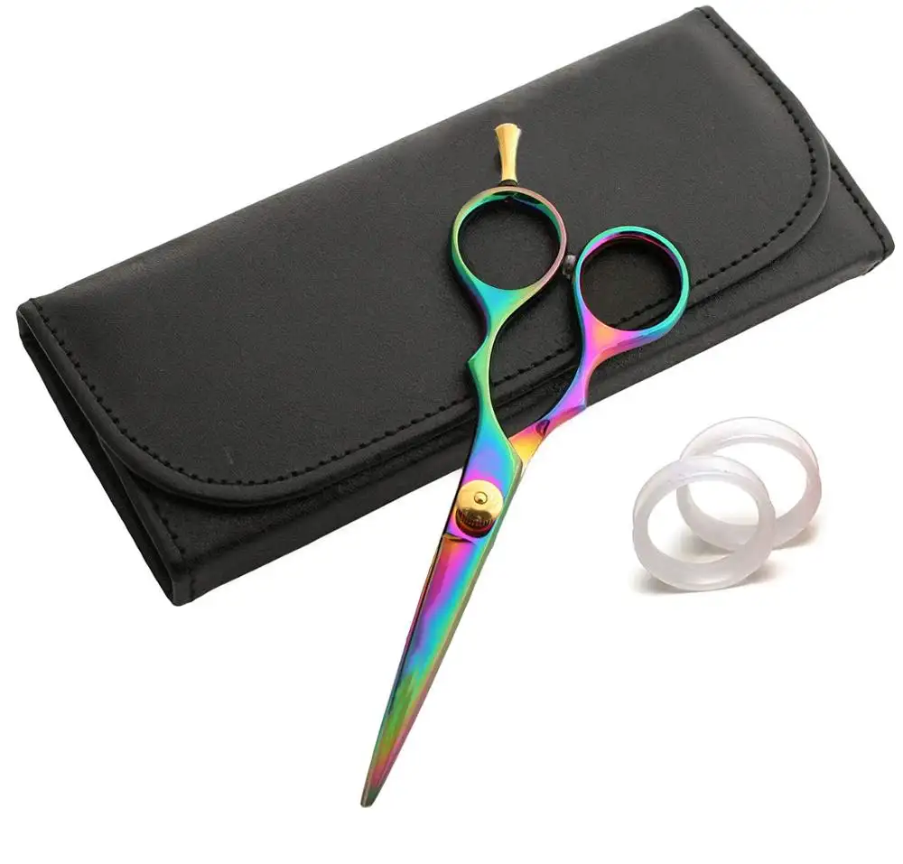 Hair Scissors Multicolored Titanium Hairdressing Shears Razor Edge Salon Scissors With Packing Case Tools