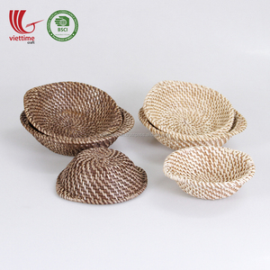Ensemble de 3 paniers de rangement en rotin brun clair - Design en forme de bol - Taille personnalisée - Utilisation en cuisine de restaurant - Vente en gros - Vietnam Viettime - Product Image 4