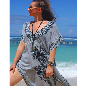 OEM India New Fashion <b>Woman</b> Sexy Side Slit Party Maxi Dress Casual Beachwear Hippy Embroidered <b>Sundress</b> Swimwear Cover up Kaftan - Product Image 1