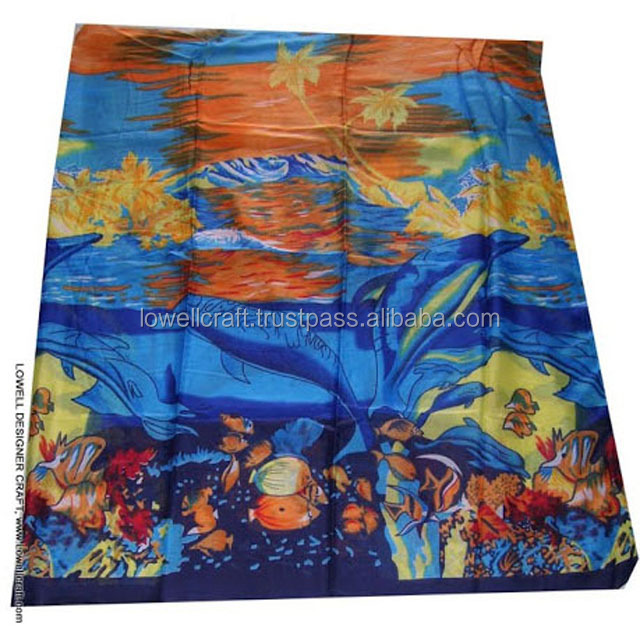 Пляжное саронг парео из полихлопка с морским принтом