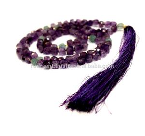 สร้อยคอลูกปัดพลอยสีม่วง,สร้อยคอร้อยลูกปัดทำด้วยมือสำหรับศิลปินชาวอินเดีย - Product Image 1