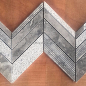 Tuile de mosaïque en marbre gris moderne CHEV de 10mm d'épaisseur pour la conception graphique de mur d'appartement intérieur Solution de conception graphique - Product Image 5