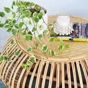 Table basse ronde en rotin fait à la main, couleur naturelle, livraison gratuite - Product Image 2