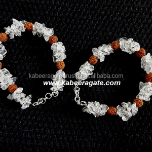 สร้อยข้อมือคริสตัลควอตซ์ Rudraksha ขายส่งพร้อมสายโลหะ - Product Image 1