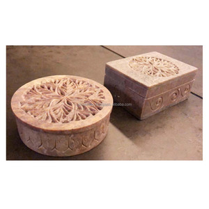 DECORATIVE FLOWER WHITE MARBLE <b>BOX</b> - Product Image 1