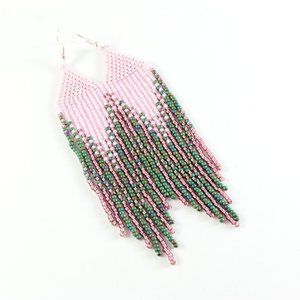 Pendientes largos con cuentas, pendientes colgantes, pendientes bohemios, felicidad hecha a mano - Product Image 1