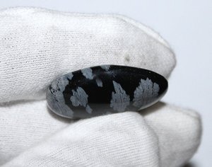 27 carats naturel flocon de neige obsidienne cabochon memoria bijoux pierre précieuse en vrac lisse ovale coupe élégante collection de pierres précieuses - Product Image 3